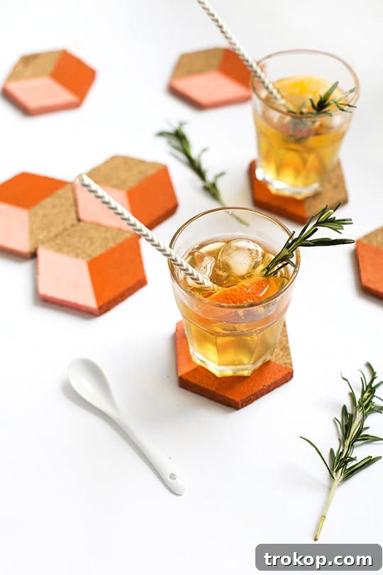 Multiple finished geometric cork coasters stacked