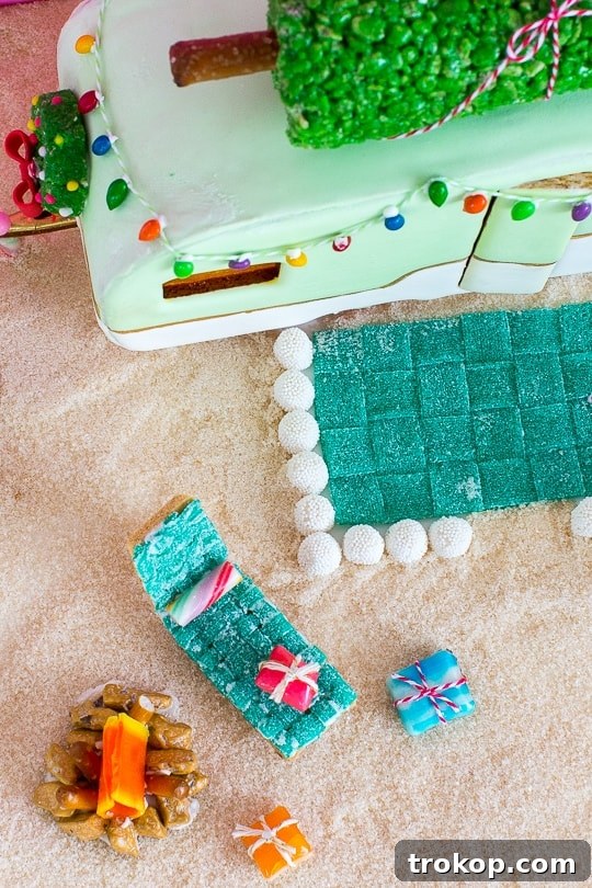Gingerbread camper with glowing candy windows