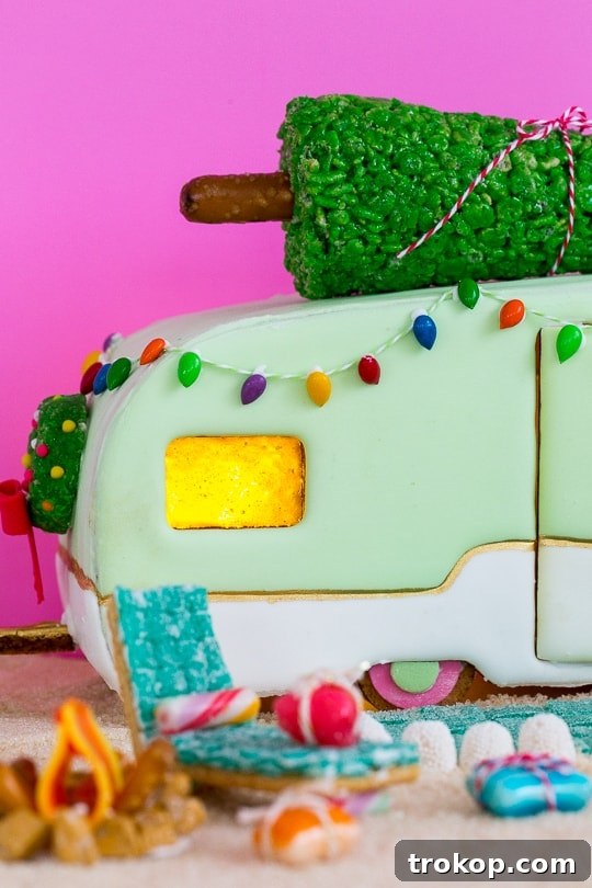 Cutting gingerbread dough using camper templates
