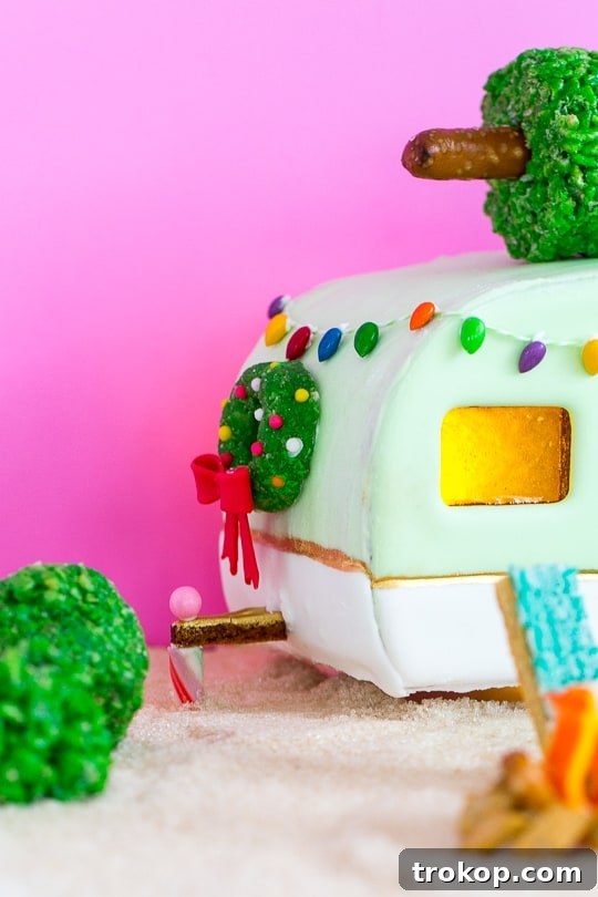 Gingerbread camper pieces ready for assembly