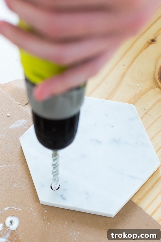 High-End Look, Low-Cost DIY: Hanging Marble Server for Under $5 6 DIY hanging marble serving board - sugar & cloth