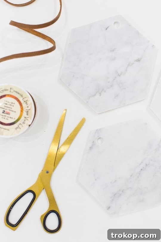 High-End Look, Low-Cost DIY: Hanging Marble Server for Under $5 7 DIY hanging marble serving board - sugar & cloth