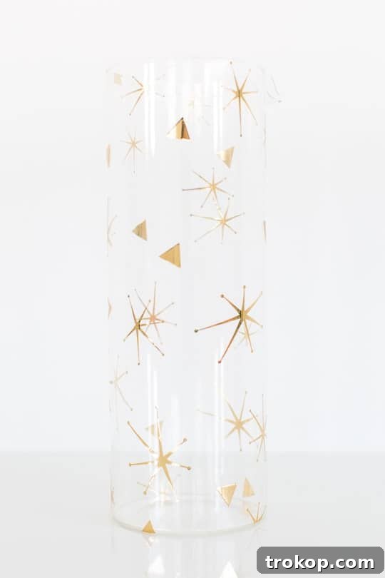 A collection of DIY metallic patterned glassware, ready for use or gifting.
