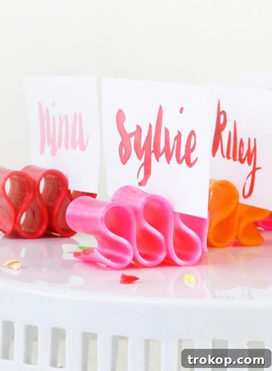 Handmade Watercolor Ribbon Candy Place Settings 8 Breaking ribbon candy for place card holders.