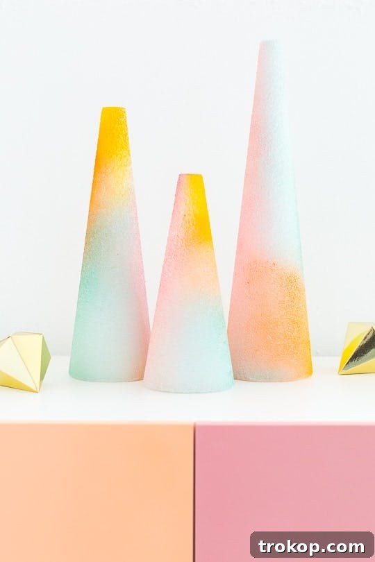 DIY foam gradient trees - vibrant home decoration