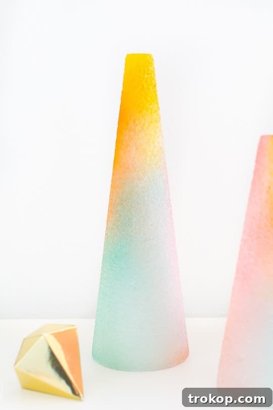 DIY foam gradient trees - spray paint colors