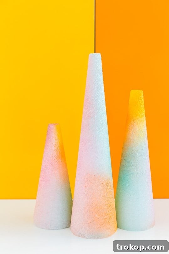 DIY foam gradient trees - ombre effect tutorial