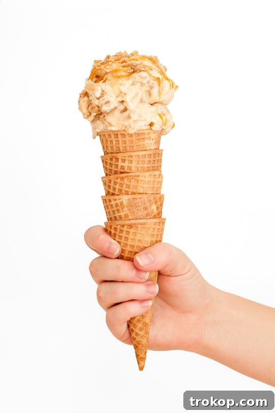 Decadent Caramel Apple Crumble Ice Cream 2 Homemade Caramel Apple Crumble Ice Cream with a swirl of caramel and apple pieces
