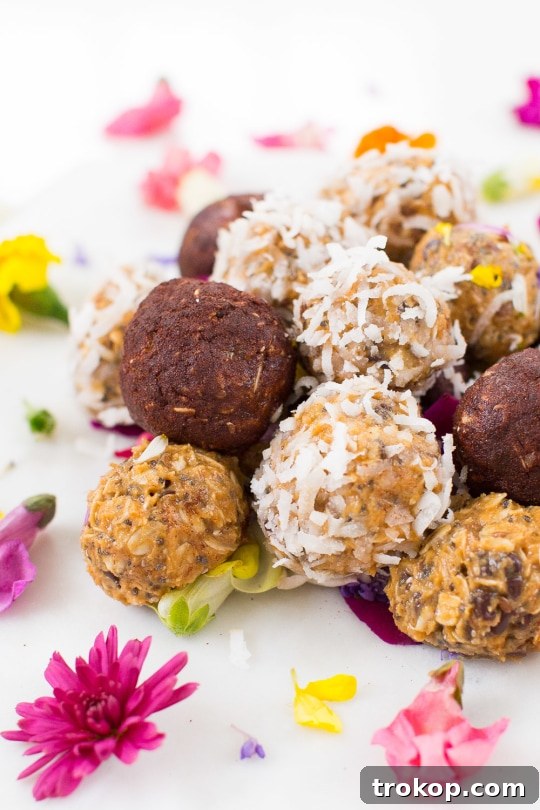 Freshly prepared peanut butter energy bites with chocolate chips on a serving dish