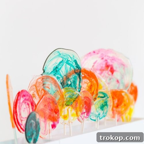 marbled DIY spiked lollipops - sugar and cloth - recipe