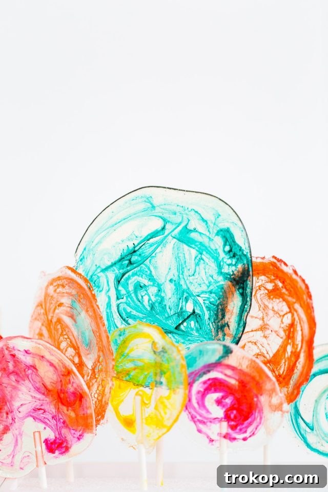 marbled DIY spiked lollipops - sugar and cloth - recipe