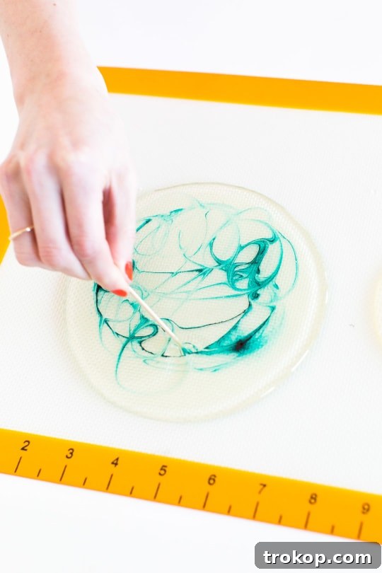 Step 3 -DIY Marble Spiked Lollipops by Sugar & Cloth Top Houston Lifestyle Blogger Ashley Rose #lollipops #diy #recipe #marble #spiked #tequila #alcohol #adult #candy #sweets
