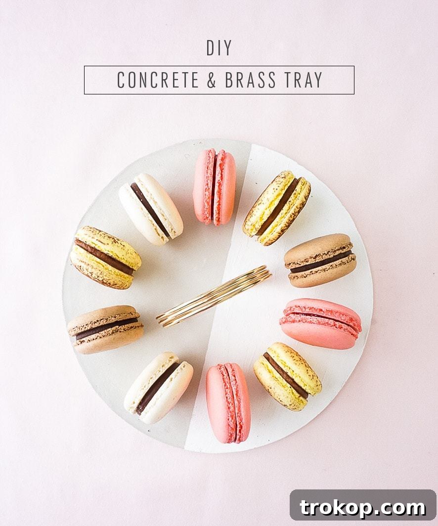 A beautifully styled DIY concrete tray, showcasing its versatility for home decor and serving