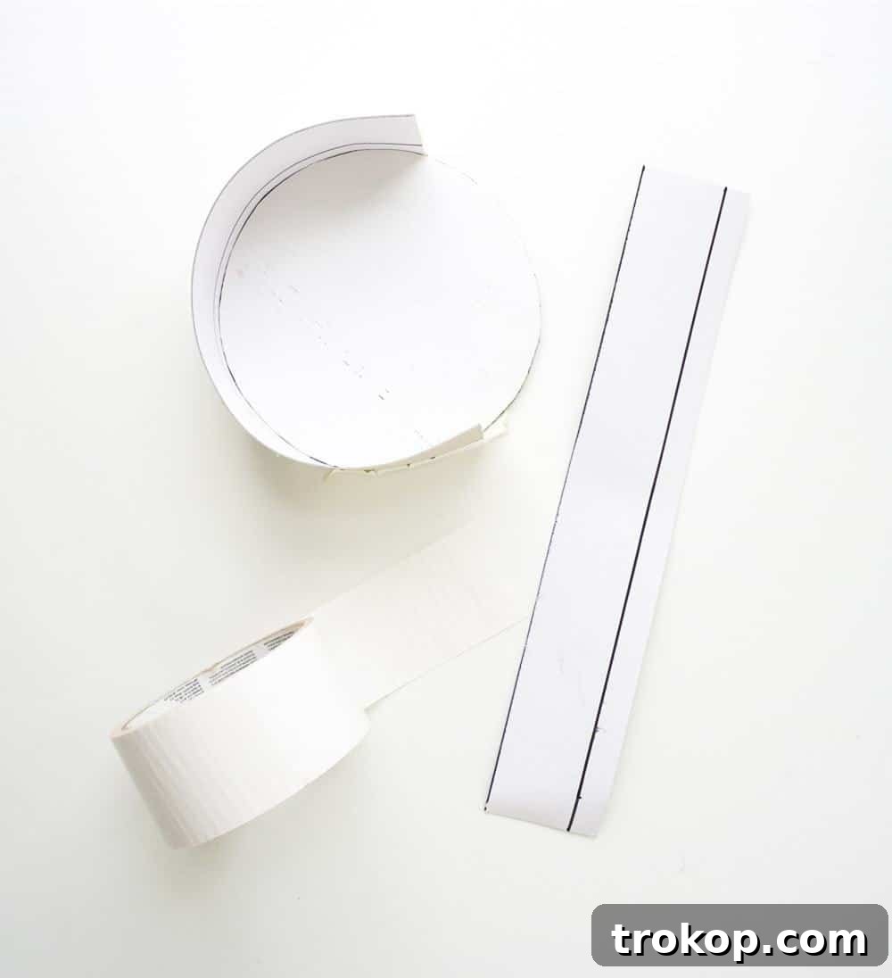 Cutting cardboard strips and marking a guide line for the concrete tray mold
