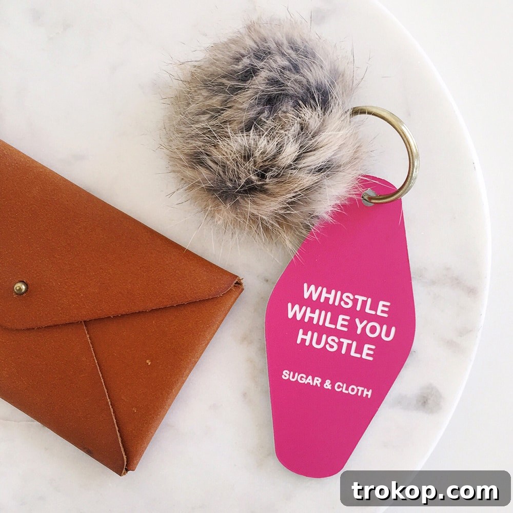 whistle while you hustle keychain - sugar and cloth