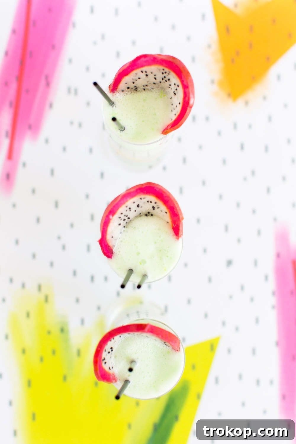 Tropical Thai Fruit Cocktail Recipe 9 Patter Play: The exquisite Dotted Thai Fruit Cocktail presented with a sophisticated garnish of dragonfruit, reflecting the intricate patterns in its design.