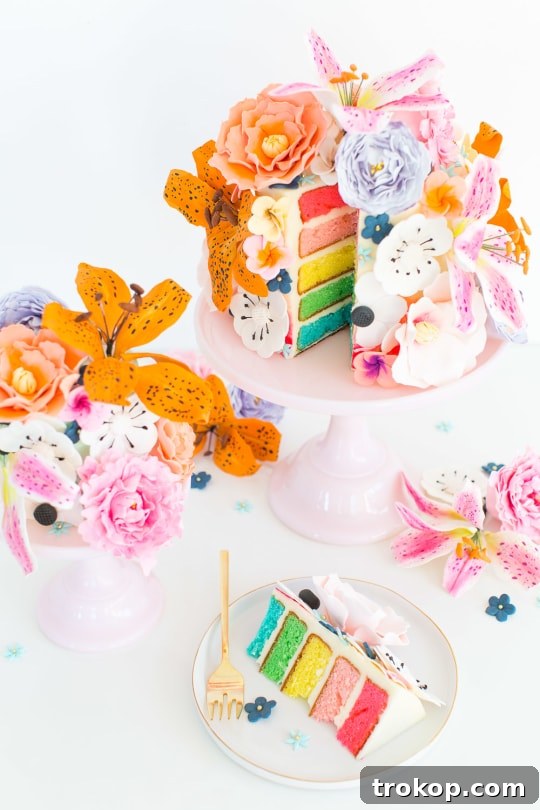 A close-up of a DIY sugar flower cake, showcasing the artistry of edible blooms.