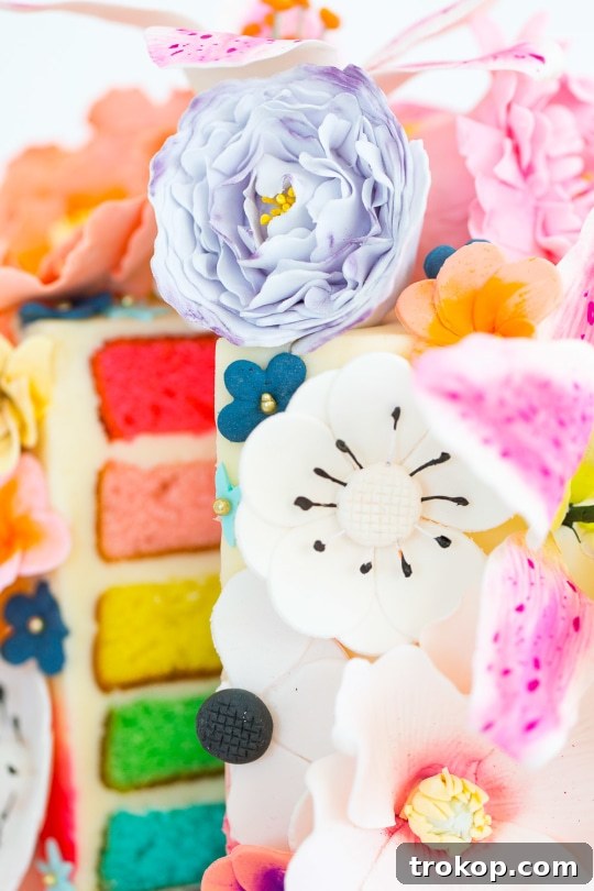 A stunning DIY sugar flower cake with intricate details, ideal for any festive occasion.