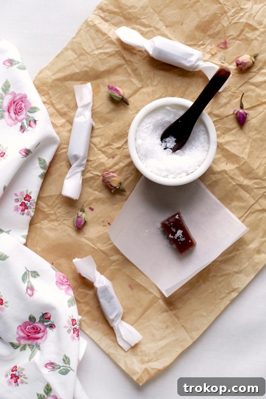 rose infused caramels recipe - sugar and cloth 
