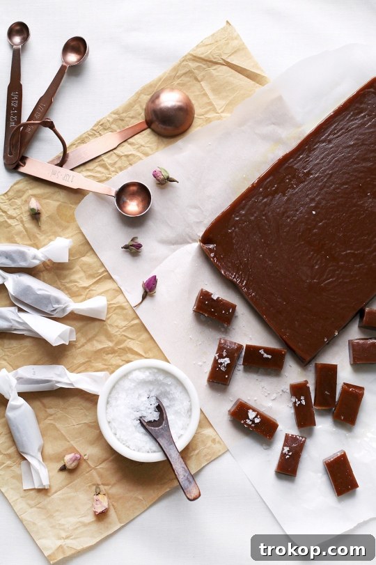 rose infused caramels recipe - sugar and cloth 
