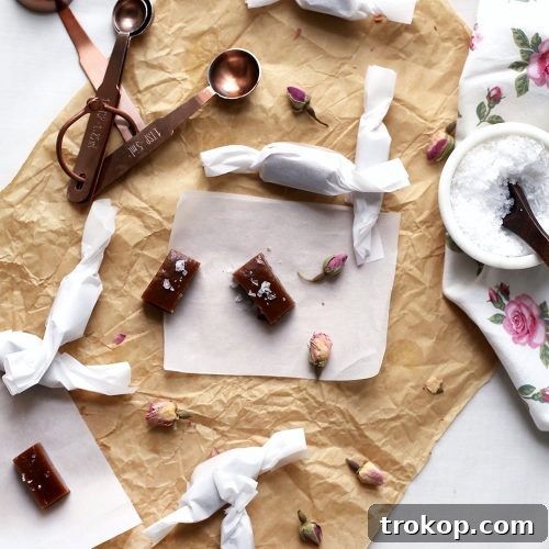 rose infused caramels recipe - sugar and cloth