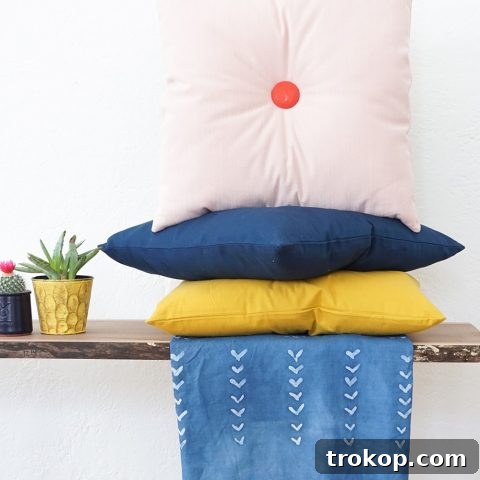 Colorful DIY tufted pillows - sugar and cloth - home decor - mid century