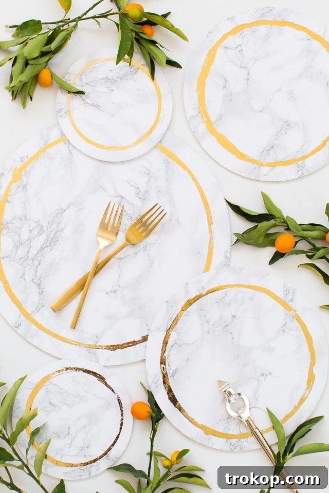 DIY Chic Marbled Plates 4 Materials laid out for making DIY marble plates