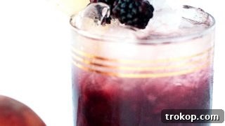 Peach and Blackberry Bramble Cocktail
