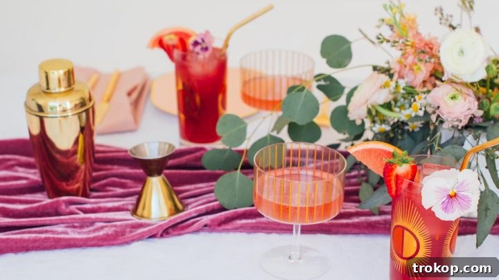 Sparkling Strawberry Hibiscus Cooler Cocktail