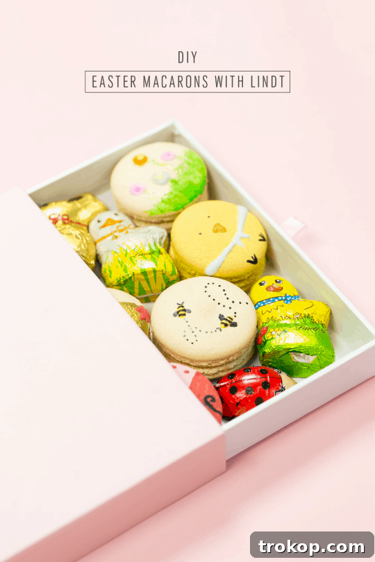 Easter Macarons displayed elegantly for a spring celebration