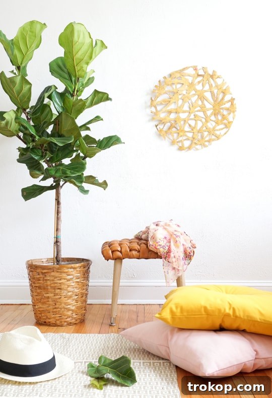Stylish DIY Woven Leather Stool for home decor