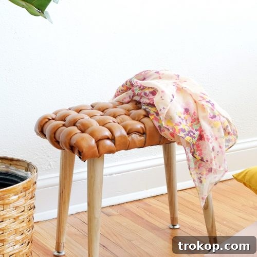 DIY woven leather stool - sugar and cloth