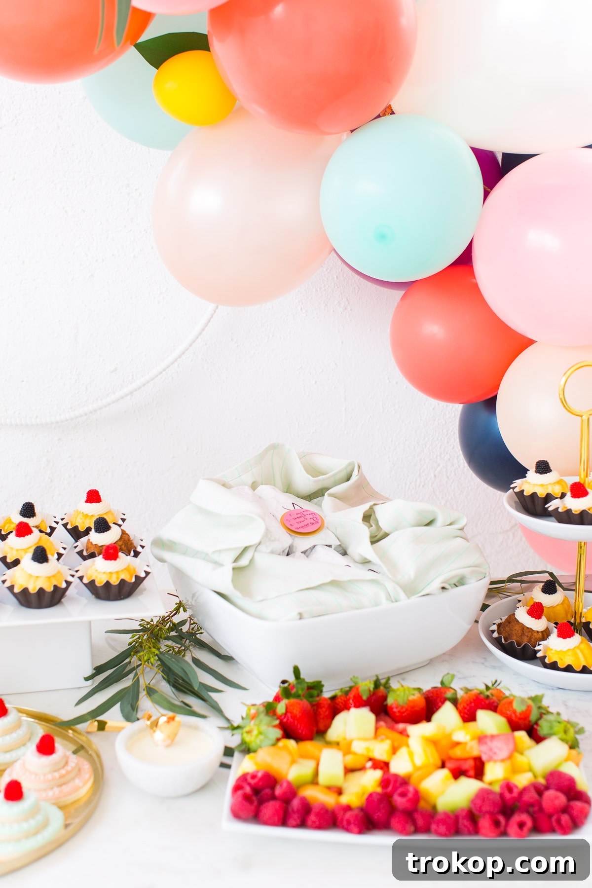 Spring Bliss Our Bridal Shower 3 Delicious breakfast tacos and fresh fruit served at a spring bridal shower brunch.