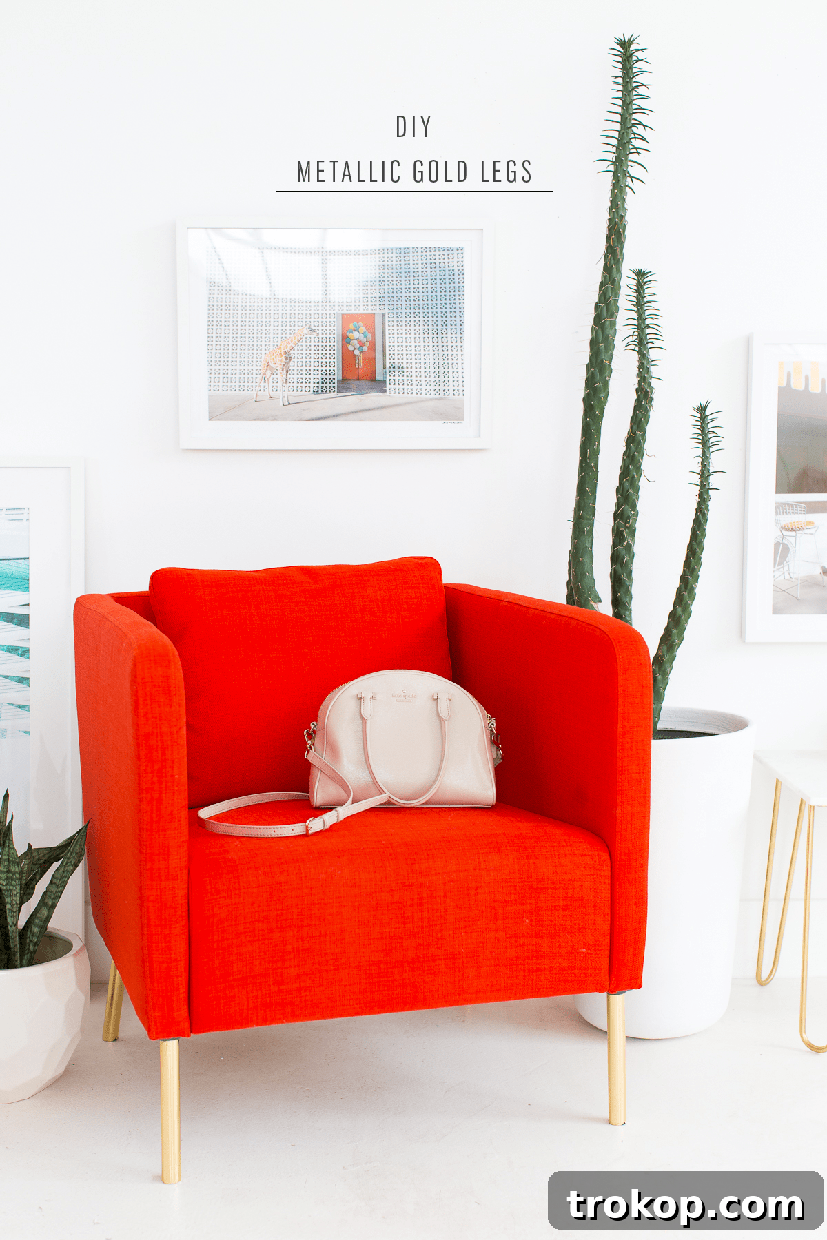 Finished DIY metallic gold legs on furniture, demonstrating a significant aesthetic upgrade and luxurious feel. Share your home decor projects! - home decor - houston blogger - ashley rose
