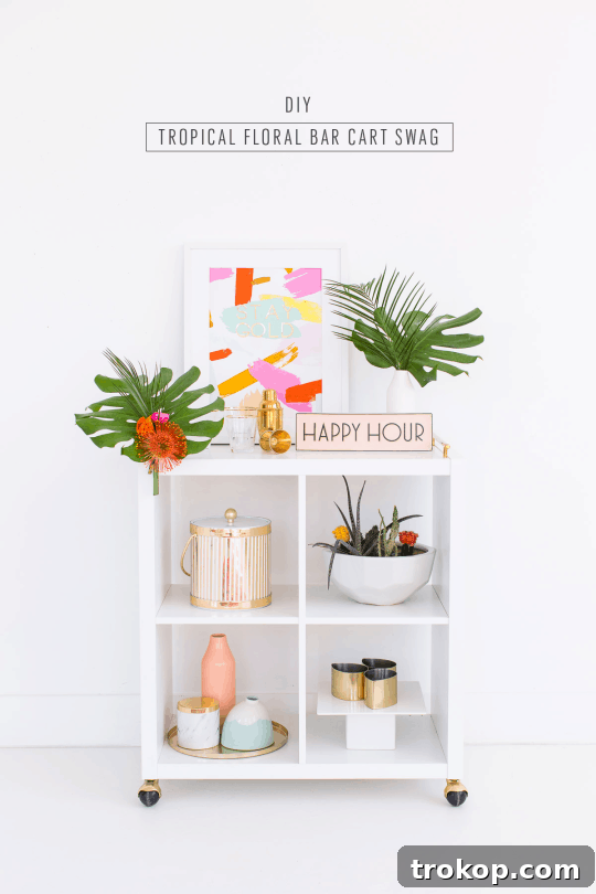 Elegant invitation to 'Have A Palm Breeze Day' with tropical flowers