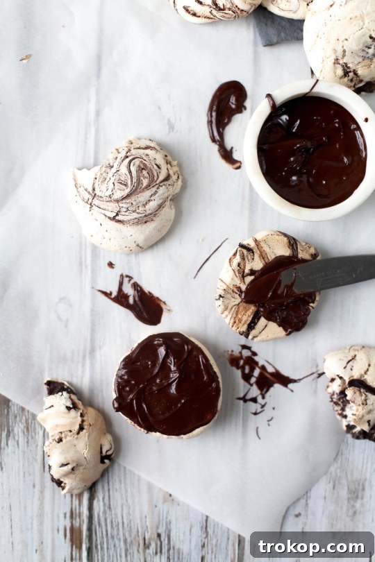 Coffee-Kissed Chocolate Meringue Clouds 2 Yummy mocha swirl meringue cookies recipe for a light sweet treats for Summer!