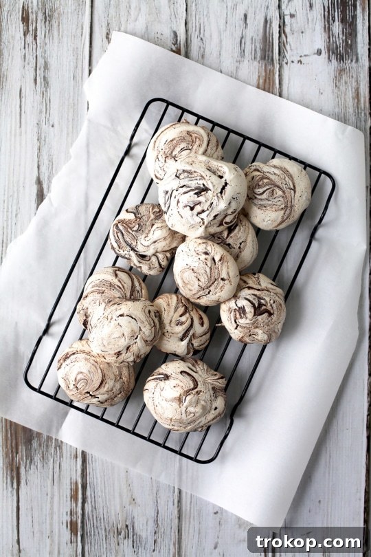 Coffee-Kissed Chocolate Meringue Clouds 4 Yummy mocha swirl meringue cookies recipe for a light sweet treats for Summer!