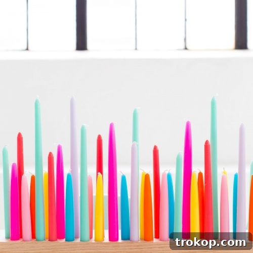 A perfectly colorful rainbow DIY taper candle holder for parties and entertaining - sugar and cloth