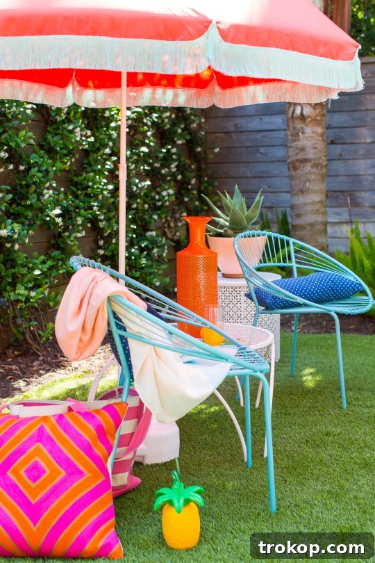 Create a Retro Coastal Sunshade 3 The cutest DIY retro beach umbrella for under $100 by Sugar and Cloth! - houston blogger - summer