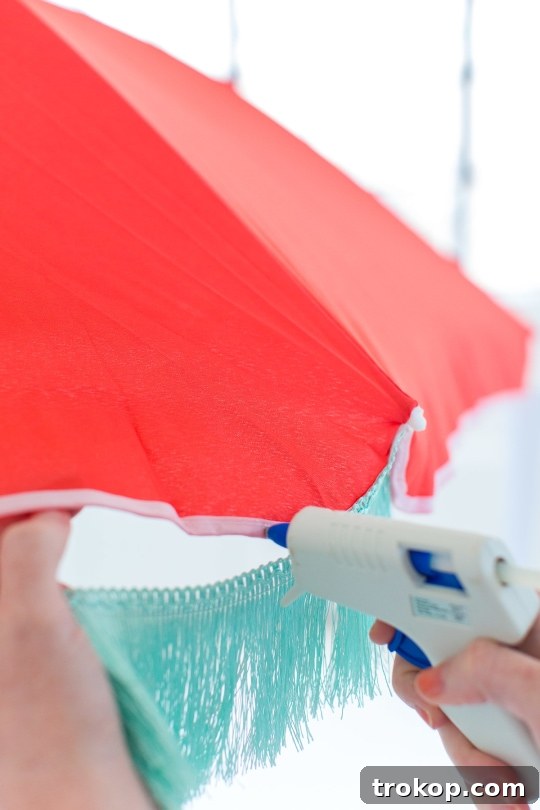 Create a Retro Coastal Sunshade 4 The cutest DIY retro beach umbrella for under $100 by Sugar and Cloth! - houston blogger - summer