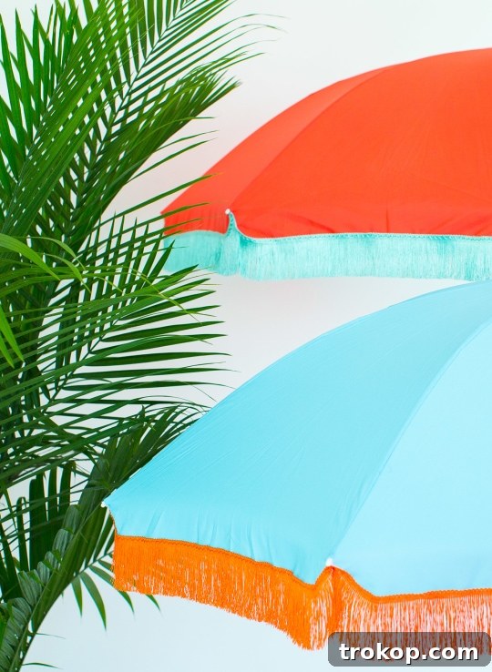 Create a Retro Coastal Sunshade 6 The cutest DIY retro beach umbrella for under $100 by Sugar and Cloth! - houston blogger - summer