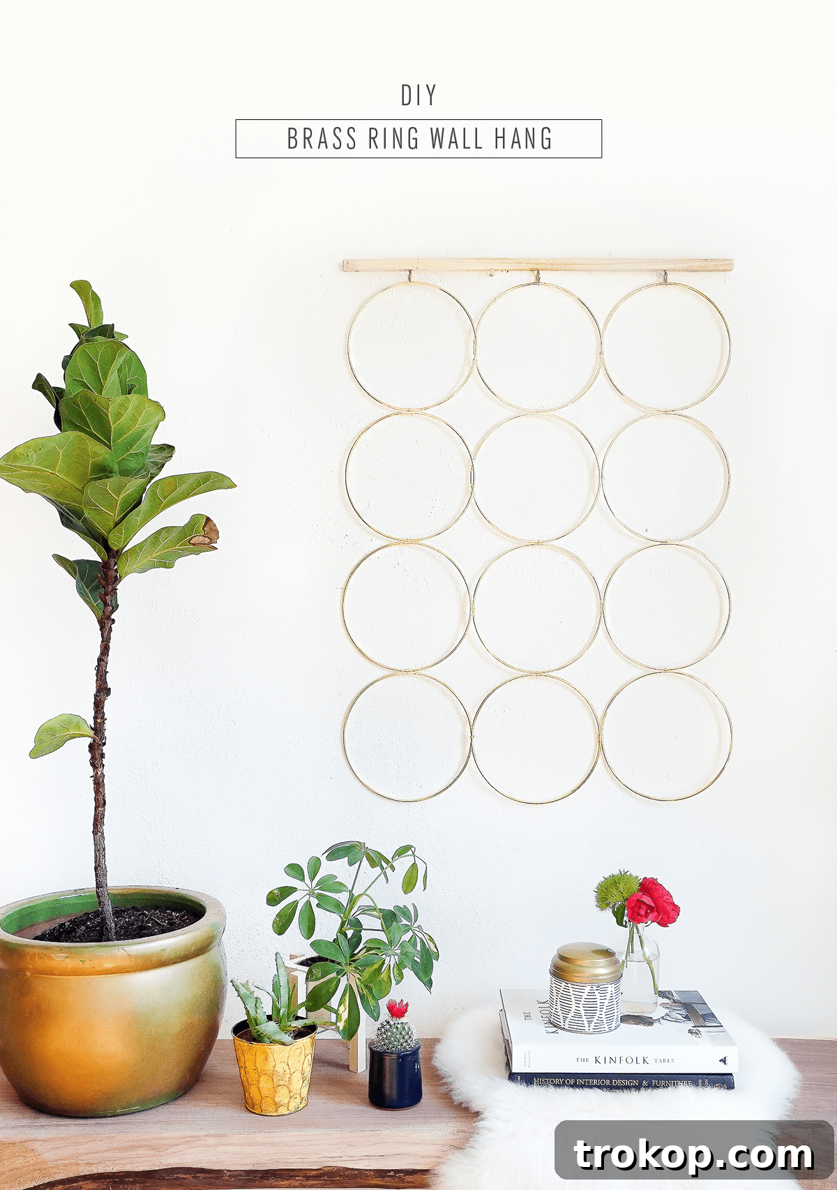 A simple and sophisticated DIY brass ring wall decor to hang at home! - sugar and cloth