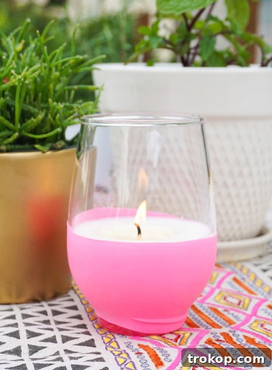 Craft Colorful Citronella Candles with a Balloon Dip Design 2 DIY BALLOON DIPPED CITRONELLA CANDLES - sugar and cloth