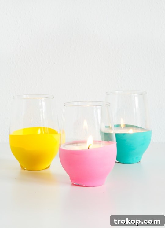 Craft Colorful Citronella Candles with a Balloon Dip Design 11 DIY BALLOON DIPPED CITRONELLA CANDLES - sugar and cloth