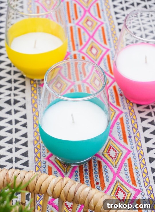 Craft Colorful Citronella Candles with a Balloon Dip Design 5 DIY BALLOON DIPPED CITRONELLA CANDLES - sugar and cloth