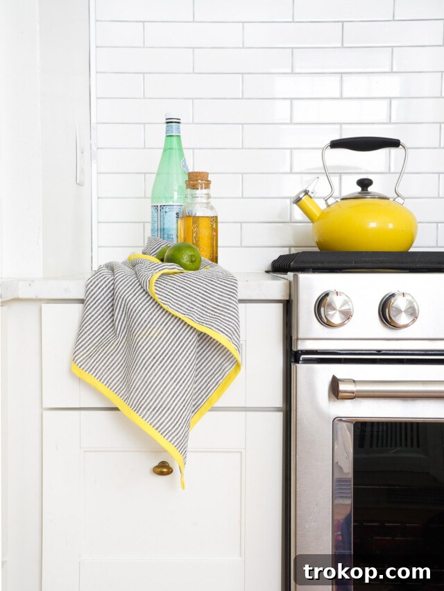 Craft Your Own Seersucker Tea Towels 9 A stack of colorful DIY Seersucker Tea Towels, perfect for gifting