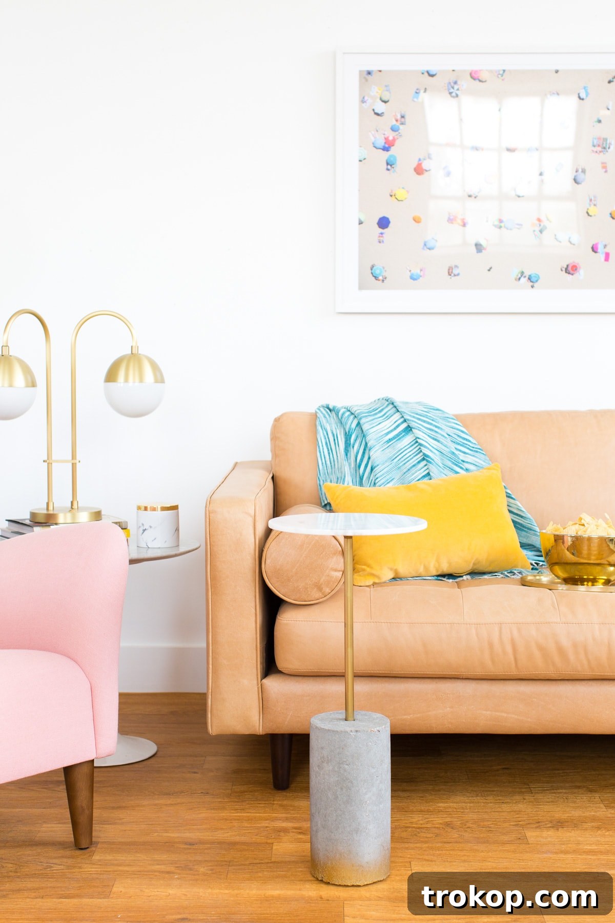 Step 6 - DIY marble and gold c table for tv dinners and snacking! - sugar and cloth - houston blogger - ashley rose #movienight #table #diytable #ctable #roundtable #marble #gold #homedecor