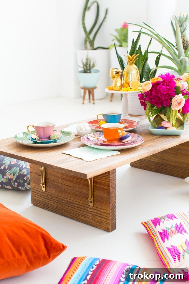 DIY Floor Seating Table, low dining table for casual gatherings