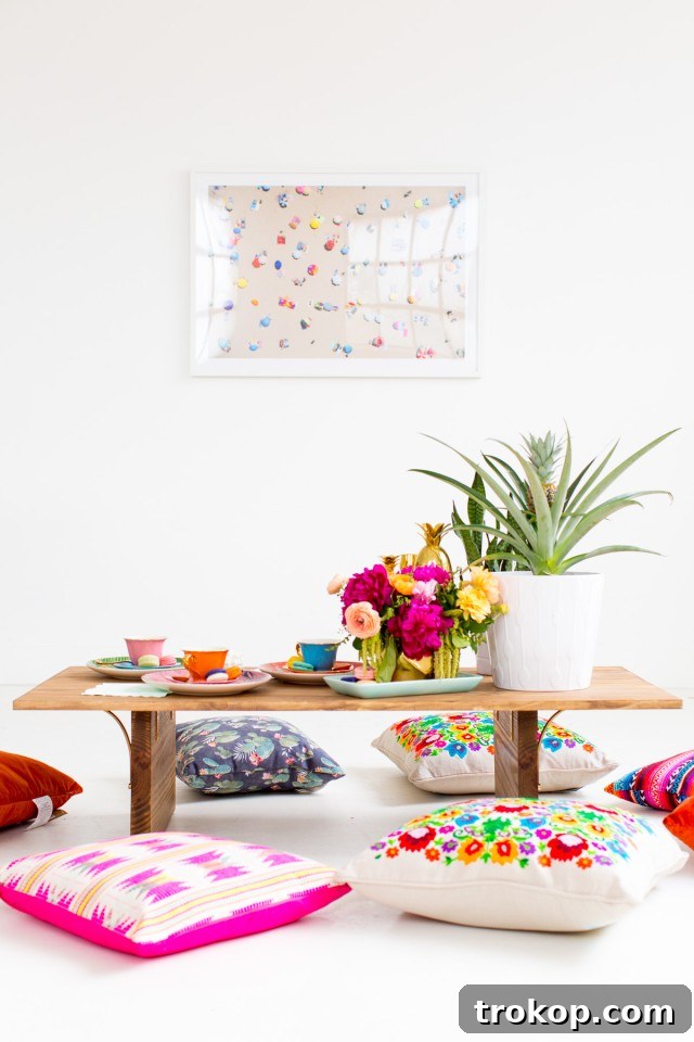 DIY Low Floor Table, showcasing comfort and design