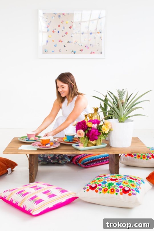 DIY Low Floor Table Tutorial with stylish floor seating ideas